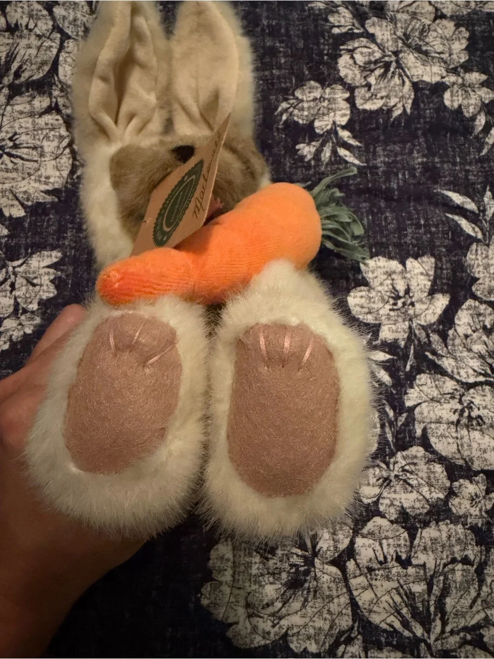 Boyds Bears Cream Plush Bunny Holding Bright Orange Carrot